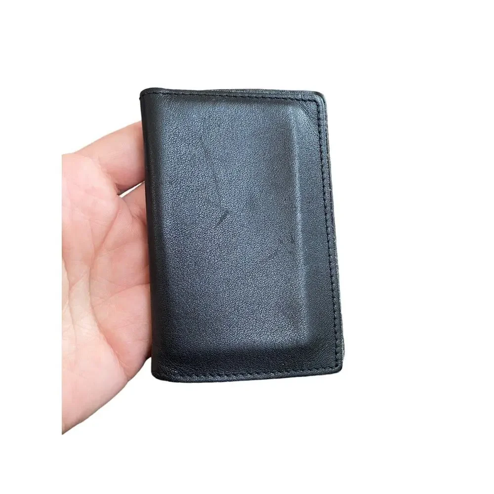 Hiscow Mens Bifold Leather Wallet Credit Card holder money black